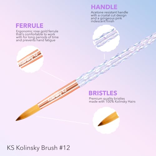 Kiara Sky Acrylic Brush #10 - Clear | 100% Pure Kolinsky | Crystal Cut Handle and Acetone Resistant