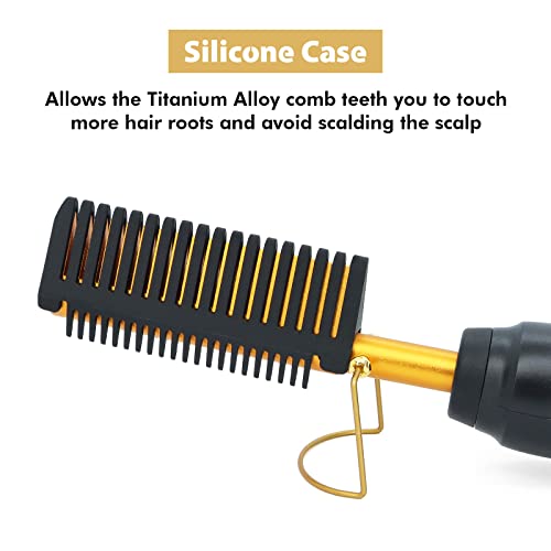 Dolahair Electric Hot Comb for Wigs Hair Straightener Electric Pressing Combs Lace Front Wigs Flat Iron Comb Lace Melting Band wig kit with hot comb wig installation kit