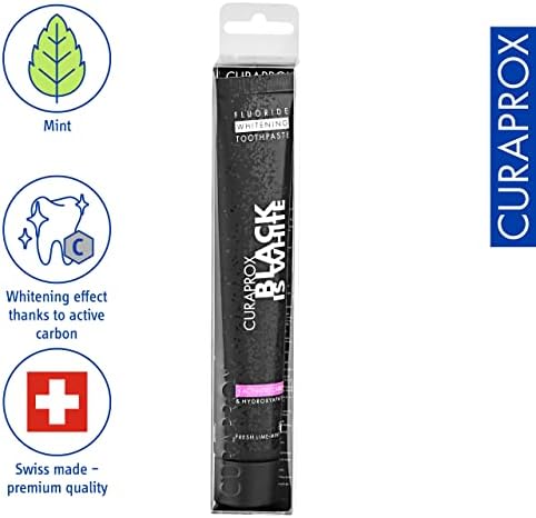 Curaprox Black is White Toothpaste – for Teeth Whitening & Fresh Breath | Charcoal Formula with Fluoride | 90 ml |Single Pack