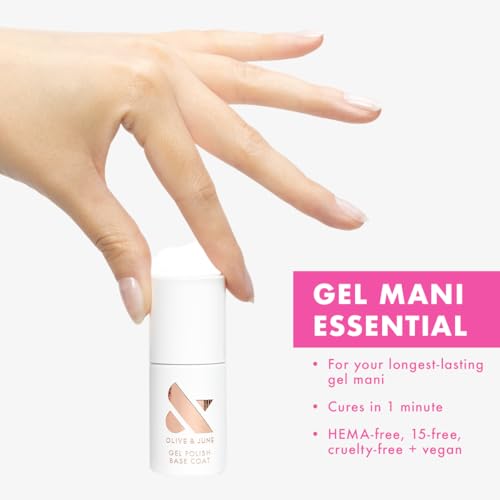 Olive & June Gel Polish Base Coat | Longest-Lasting Formula | Up to 21 Days of Wear | Damage-Free Removal | Salon-Quality Manicure, Pedicure at Home | Vegan, HEMA-Free, Cruelty-Free