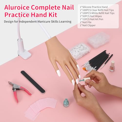 Practice Hand for Acrylic Nails - Nail Tips Won't Fall off Again- Flexible Fake Nail Mannequin Hand Practice for Training