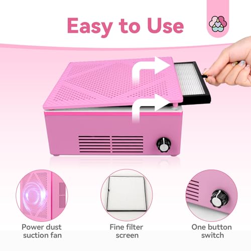 SAVILAND Nail Dust Collector Strong Suction: 60W Dust Collector Nail tech Electric Acrylic Extractor De Polvo De Uñas Profesional Detachable Filter Nail Dust Brush Nail Tech Quiet Nail Salon Home