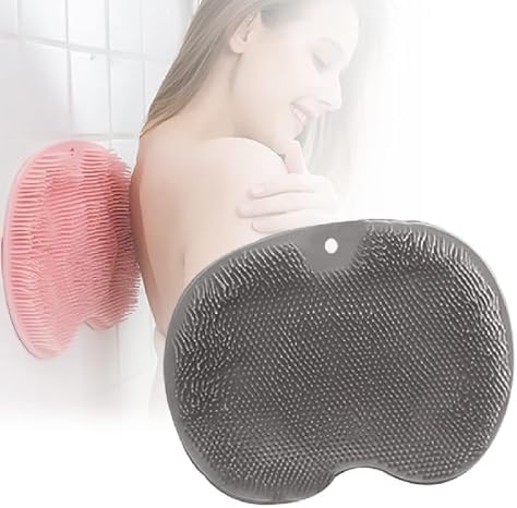 Shower Foot Back Scrubber Massage Pad, 2025 Shower Foot Scrubber Mat with Non-Slip Suction Cups Wall Mounted Slip Suctions Cups for Use in Cleaner Men and Women Foot Back Cleaning Pad (Gray)