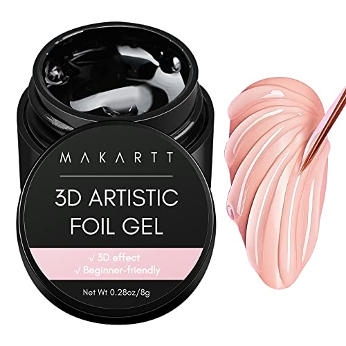 Makartt 3D Nail Foil Glue, 2Pcs 8ml Nails Transfer Gel Adhesive for Linear, Shell, Ripple Designs, UV LED Lamp Required