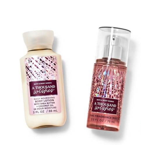 A Thousand Wishes Bath and Body Travel Size Gift Set of Fine Fragrance Mist 2.5 fl oz Daily Nourishing Body Lotion 3 fl oz Pack of 2