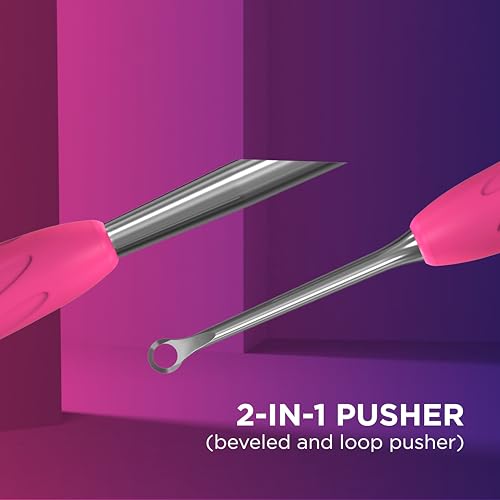 STALEKS UNIQ PQ-11/2 Double Manicure Instrument with Silicone Grip (Ring + Hoof Sticks)