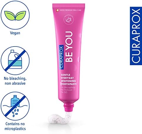 Curaprox Whitening Toothpaste – for Fresh Breath & Gum Care | Enzymatic Formula, Watermelon Flavour, Pink, 60ml | Vegan, SLS-Free, Fluoride 950ppm | Swiss Made