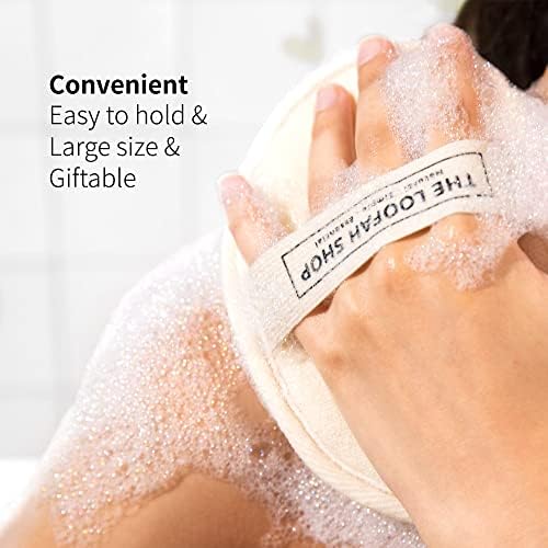 Bath Loofah Sponge, Exfoliating Body Scrubber, Shower Luffa for Men, Women and Kids Made of Eco-Friendly Natural Egyptian Loofah with Cotton Travel Pouch, 7" x 5.25" (1pack 2pcs)