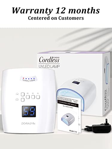 Rechargeable UV LED Nail Lamp, 66W Cordless UV Light for Gel Nails, Professional Gel Nail Light, Nail Dryer Nail Art Manicure Tools for Home and Salon(White)