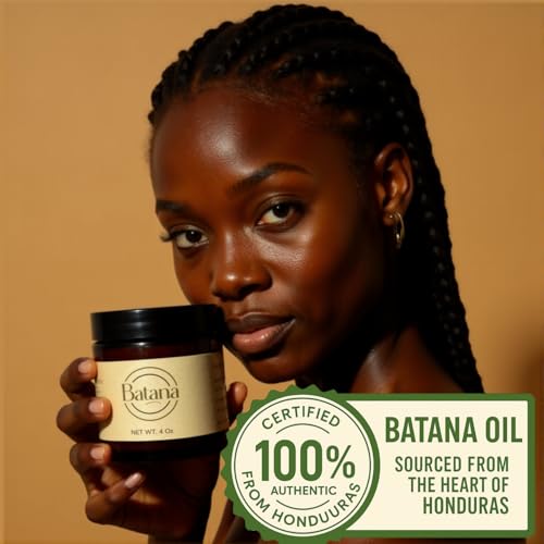 Unrefined Batana Oil for Hair Growth - 100% Raw Unrefined Batana Oil from Honduras - Dr. Sebi Approved Pure Hair Treatment for Thicker Hair - 4oz