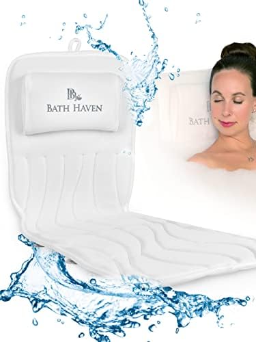 Bath Haven Bath Pillow for Bathtub - Full Body Mat & Cushion Headrest for Women and Men, Luxury Pillows for Neck and Back in Shower Tub or Jacuzzi - Powerful Suction Cups - Spa Accessories (Deluxe)