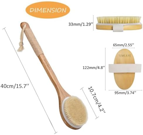 Dry Brushing Body Brush Sets Wooden Handle Combined with Medium Strength Natural Bristles Gentle Exfoliator Remove Cellulite Lymphatic Drainage Makes The Skin of The Entire Body Softer