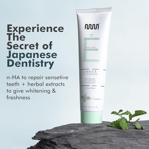 MasterMedi Nano Hydroxyapatite Toothpaste – Fluoride Free, SLS Free, for Sensitive Teeth, Whitening, Enamel Remineralization, Magic Mint, Dentist Recommended, 4 oz (Pack of 2)