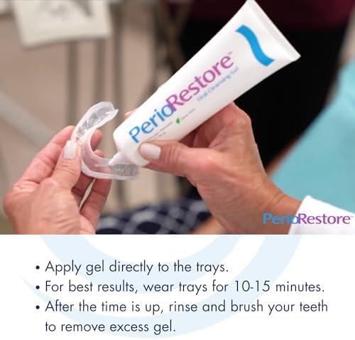Perio Restore Gel (3 oz) – Mint-Flavored at-Home Periodontal & Teeth Whitening Treatment with 1.7% Hydrogen Peroxide | Includes 2 Application Trays for Easy Use
