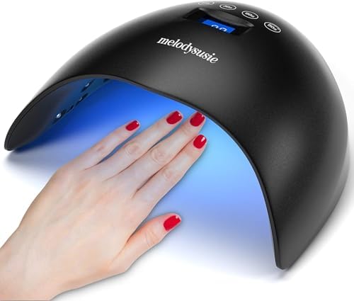 MelodySusie 48W LED UV Nail Lamp - Black, Energy Efficient, 365nm-405nm Wavelength, Compatible with Most Gels, 4 Timer Settings, Infrared Sensor, User-friendly Design, Widely Applications