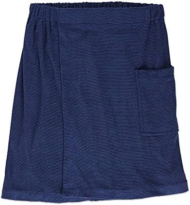 DII Men's Terry Shower Wrap Collection Adjustable with Velcro and Pocket, 54x20, Nautical Blue