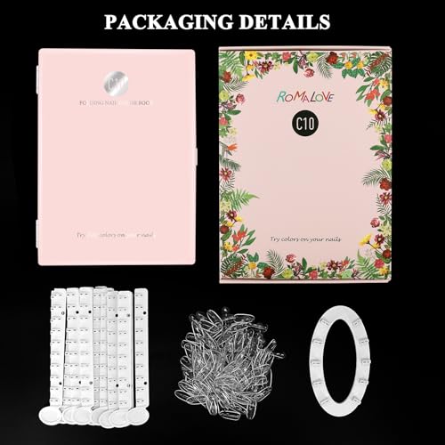 Nail Display Book 120 Nail Polish Swatch Book with Transparent Nails, Professional Nail Color Chart Display Book Sample for Gel Polish Nails