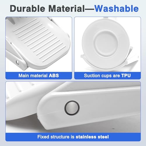 Shower Foot Rest, Pletpet Shower Ledge for Shaving Legs Withe Foldable Shower Step Pedal with Upgrade Industrial Suction Cup White Suction Cup Foot Rest for Shower Spa