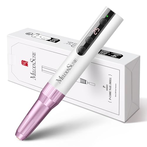 MelodySusie Rechargeable Cordless Electric Nail Drill,PC180E 25000RPM Portable Nail Efile for Acrylic Gel Dip Powder Nails, 25 Speeds with Nail Drill Bits Sanding Bands (Purple)