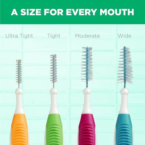 GUM Proxabrush Go-Betweens - Ultra Tight - Interdental Brushes - Soft Bristled Dental Picks for Plaque Removal Health - Safe for Braces & Dental Devices, 10ct (Pack of 6)