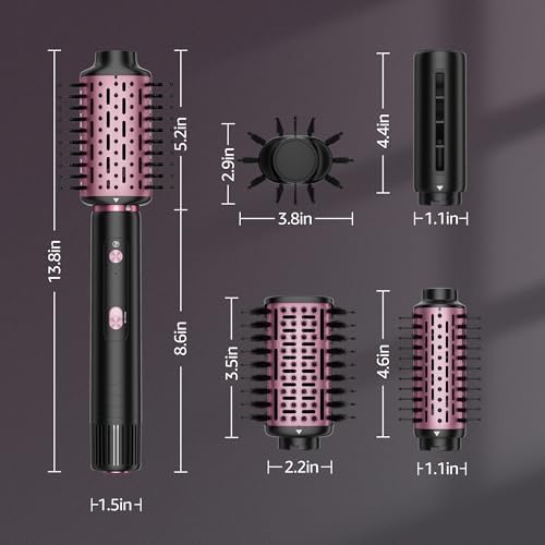 SKIMI Hair Dryer Brush and Blow Dry Brush, Multi-Hot Air Styler with 110000RPM Brushless Motor, Hot Air Brush for Fast Drying Curling Volumizing Straightening&Styling, High-Speed (Black&Blush Red)