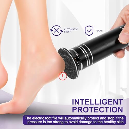 krofaue Upgrade 1000RPM Electric Foot File - Adjustable Speed Foot Sander with 60pcs Replacement Sandpaper Disk, Electric Callus Remover Professional Pedicure Tool for Women Dead Cracked Hard Skin