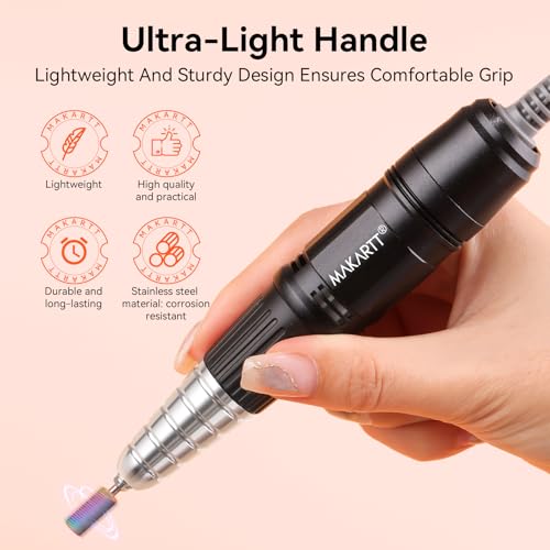 Makartt Nail Drill Handpiece for Up200 Machine:Professional Electric File Remove Gel Polish Poly Nail Gel Black B-05 Removing for Removing Acrylic Nail Polish Acrylic Nail Tools