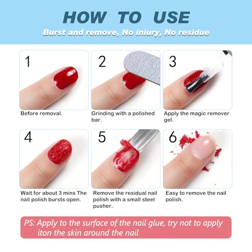 Gel Polish Remover for Nails (3pack), Easy & Quick Soak Off Gel Polish Remover in 3-5 Minutes, No Damage to Nails, for Salon & Home Use