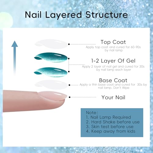 ADHERE 12ML Cat Eye Gel Nail Polish Set,4 Colors Holographic Glitter Cat Eye Gel Polish with Magnet UV LED Magnetic Gel Nail Polish Home DIY Manicure Nail Salon Kit