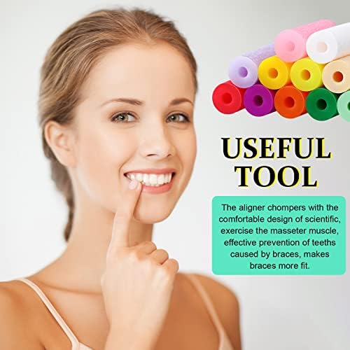 Konohan 110 Pcs Aligner Chew Orthodontic Chew for Aligner Tray Seaters Silicone Chompers Teeth Dental Invisible Accessories, 11 Colors and Flavors