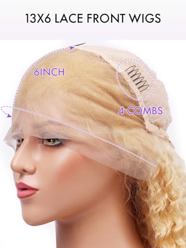 613 13x6 Lace Front Wig Human Hair 30 Inch Blonde Wig Human Hair 613 Deep Wave HD Lace Front Wigs 200% Density Pre Plucked With Baby Hair for Women