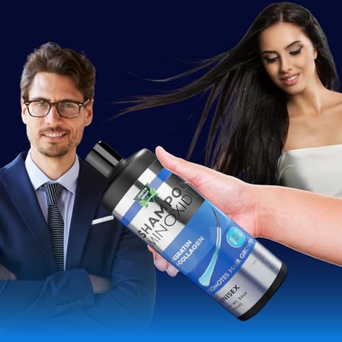 Minoxidil Shampoo – Sulfate-Free with Keratin & Collagen – Deep Cleansing & Nourishing Formula for Fuller, Thicker-Looking Hair – Unisex – 32oz (950ml)