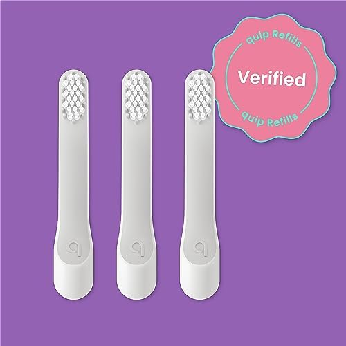quip Sonic Toothbrush Replacement Heads for Kids - 3 Pack - Verified quip Small Brush Head Refills for Electric Toothbrushes - Soft Bristles, Compact & Flexible - Last 3 Months Each