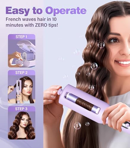 Hair Crimpers and Wavers with Cool Airflow Styling, Beach Waver Curling Iron with 4 Adjustable Curl, Anti-Scald Crimper Hair Tool for Women, 8s Smart Timer, Fast Heating, 100 Million Ions, LCD