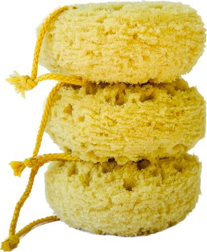 Michelle's Melting Pot Exfoliating Foam Sea Sponge, Natural Feel, Shower Loofah, Bath Sponge, Rich Lather (Set of 3)