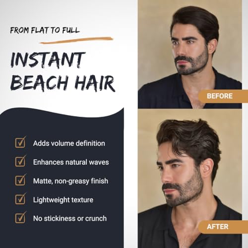 Sea Salt Spray for Men 250ml – Sea Salt Hair Spray for Volumizing, Thickening & Texturizing Hair of All Types – Strong Extra Hold, Natural, Non-Toxic & Alcohol Free Hairspray