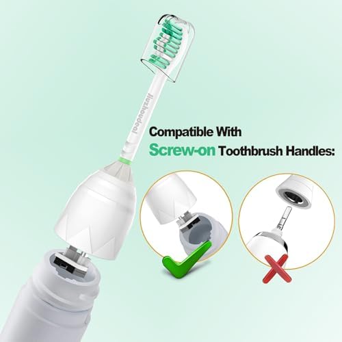 Replacement Toothbrush Heads for Philips Sonicare E-Series, Compatible with Sonicare Essence, Elite, Advance, CleanCare Screw-on Electric Toothbrush HX7022/66, 6 Pack