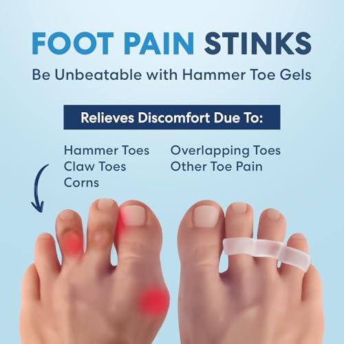 Dr. Frederick's Original Hard Hammer Toe Gels - 2 Pairs - Hammertoe Support Crest for Women & Men - Cushion & Temporary Splint for Toe Alignment, Crooked Toes, and Pain Relief - Clear - 3 Loop Design