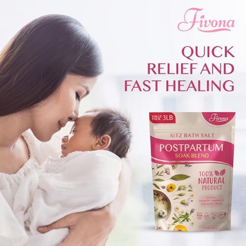 FIVONA Postpartum Soak Blend 48oz - Sitz Bath Salt Natural Soaking Blend - Epsom Salt with Pure Essentials Oils for Soothing Postpartum Recovery, Large Value Pack, Perineal Care