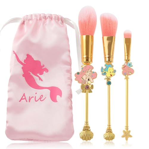 Snow White and Mermaid Makeup Brushes - Novelty Designed Classic Tales Theme Makeup Brush Set for Girls, Kawaii MakeupTool Gift for Women (NEW Pink)