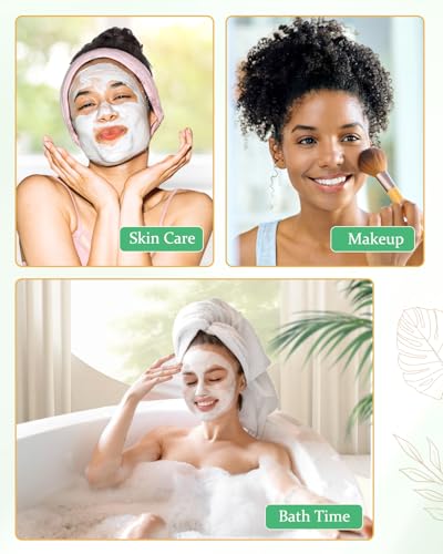 mikimini Large Shower Cap for Women Reusable Waterproof, Adjustable Hair Cap for Shower with Double Layers, Tropic Style Hair Cover for Shower suit for Long Hair, Braids, 2 Pieces