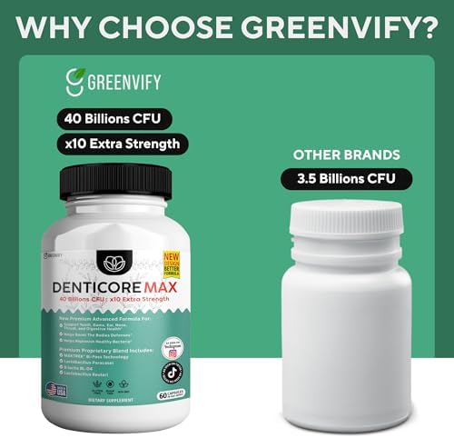 DentiCore Max for Gums and Teeth Health - 40 Billion CFU Advanced Oral Probiotics, Fresh Breath Support - 300 Capsules