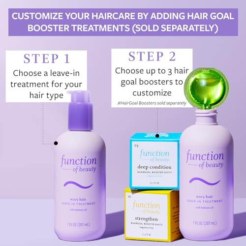 FUNCTION OF BEAUTY Leave In Conditioner Treatment for Wavy Hair, 7 oz Each (2-Pack) - Provides Wave Definition, Glossy Shine and Smooths Dry Ends, Sulfate-Free, Customizable Haircare