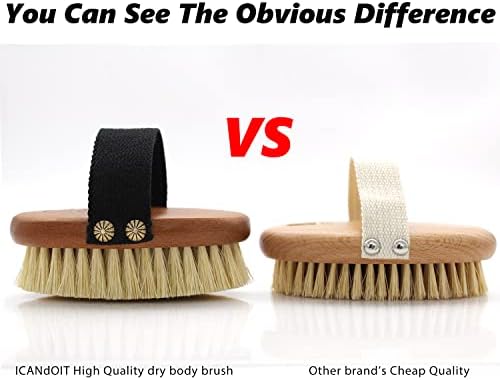 Dry Brushing Body Brush-Stiff Sisal Bristles Dry Skin Brush,Exfoliating Massage Brush for Cellulite and Lymphatic,Improve Circulation,Stop Ingrown Hairs,Reduce Acne,Soften Skin