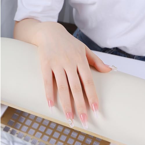 TANG SONG 1PC Sponge Manicure Hand Rest Pillow Wooden Nail Stand Hand Holder Nail Table Manicure Armrest Cushion (Cream Yellow)