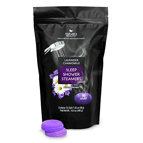 Nature's Beauty Aromatherapy Lavender Chamomile Sleep Shower Steamers Gift Set Single-Pack, Luxury, Fizzy, Spa Shower Steamer to Help Calm + Soothe The Senses, 16.8 oz | 16 ct ea (1 Pack)