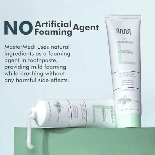 MasterMedi Nano Hydroxyapatite Toothpaste – Fluoride Free, SLS Free, for Sensitive Teeth, Whitening, Enamel Remineralization, Magic Mint, Dentist Recommended, 4 oz (Pack of 2)