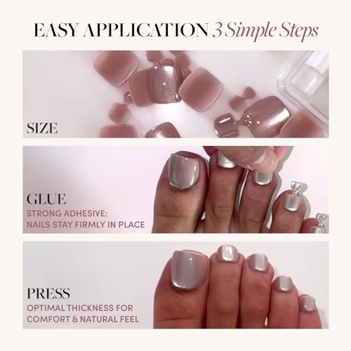 Glamnetic Press On Toenails - MaDamn | Classic White French Tip Fake Toe Nails with a Glossy Finish | 16 Sizes - 32 Toe Nail Kit with Glue