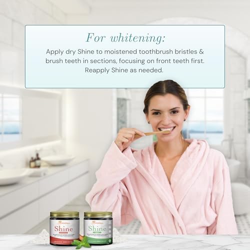 Shine Remineralizing Tooth Powder with Hydroxyapatite, Made in The USA, Fluoride Free Tooth Repair, Natural Teeth Whitening Powder, Teeth Polish & Stain Remover, Mint