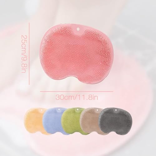 Shower Foot Back Scrubber Massage Pad, 2025 Shower Foot Scrubber Mat with Non-Slip Suction Cups Wall Mounted Slip Suctions Cups for Use in Cleaner Men and Women Foot Back Cleaning Pad (Gray)